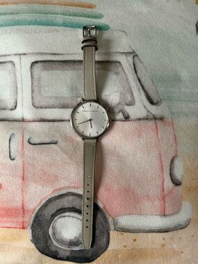 Rebecca Minkoff Slim Light Grey Genuine Leather Strap Watch